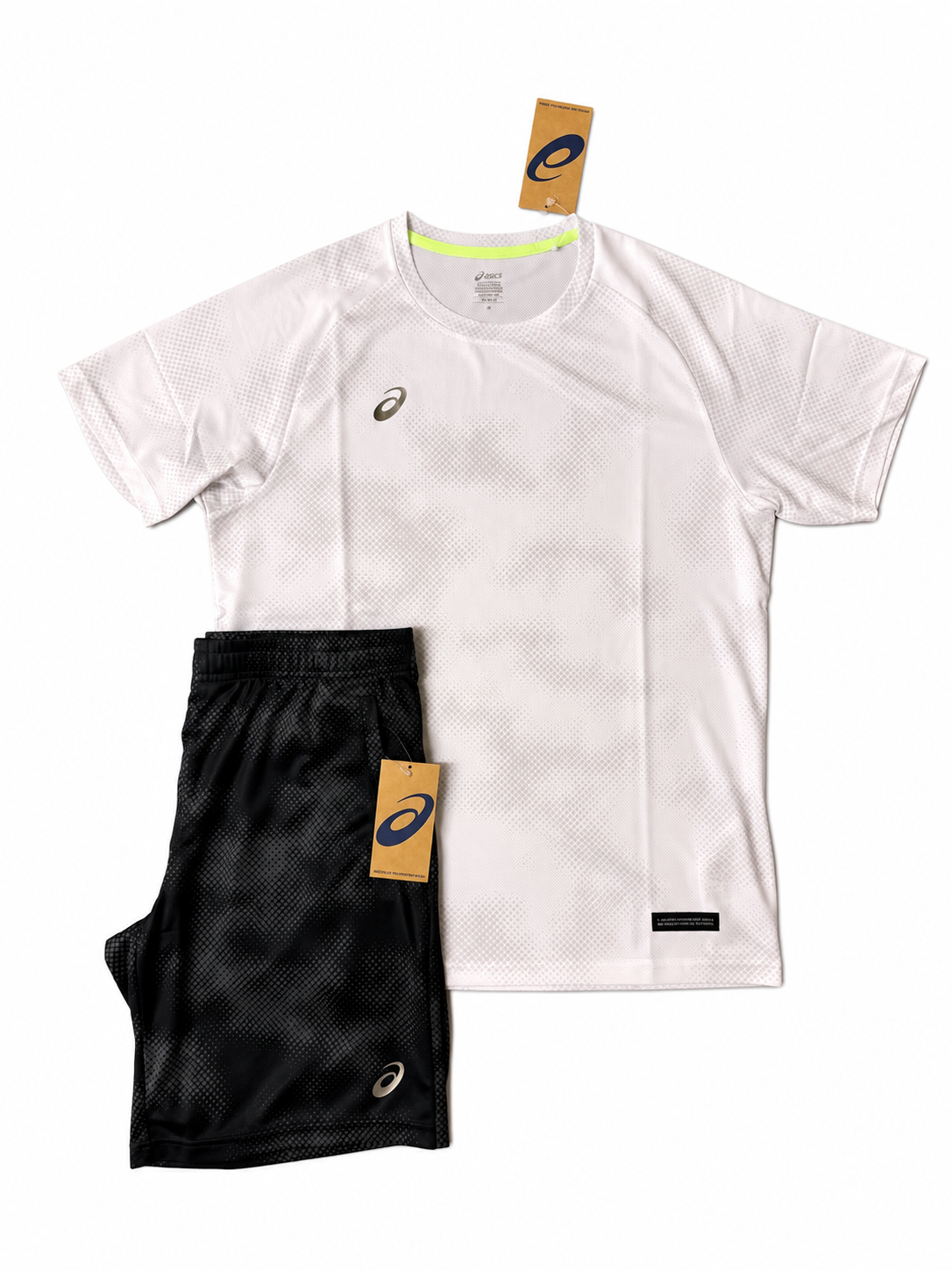 Asics Asia Exclusive White/Black Shorts And Tshirt