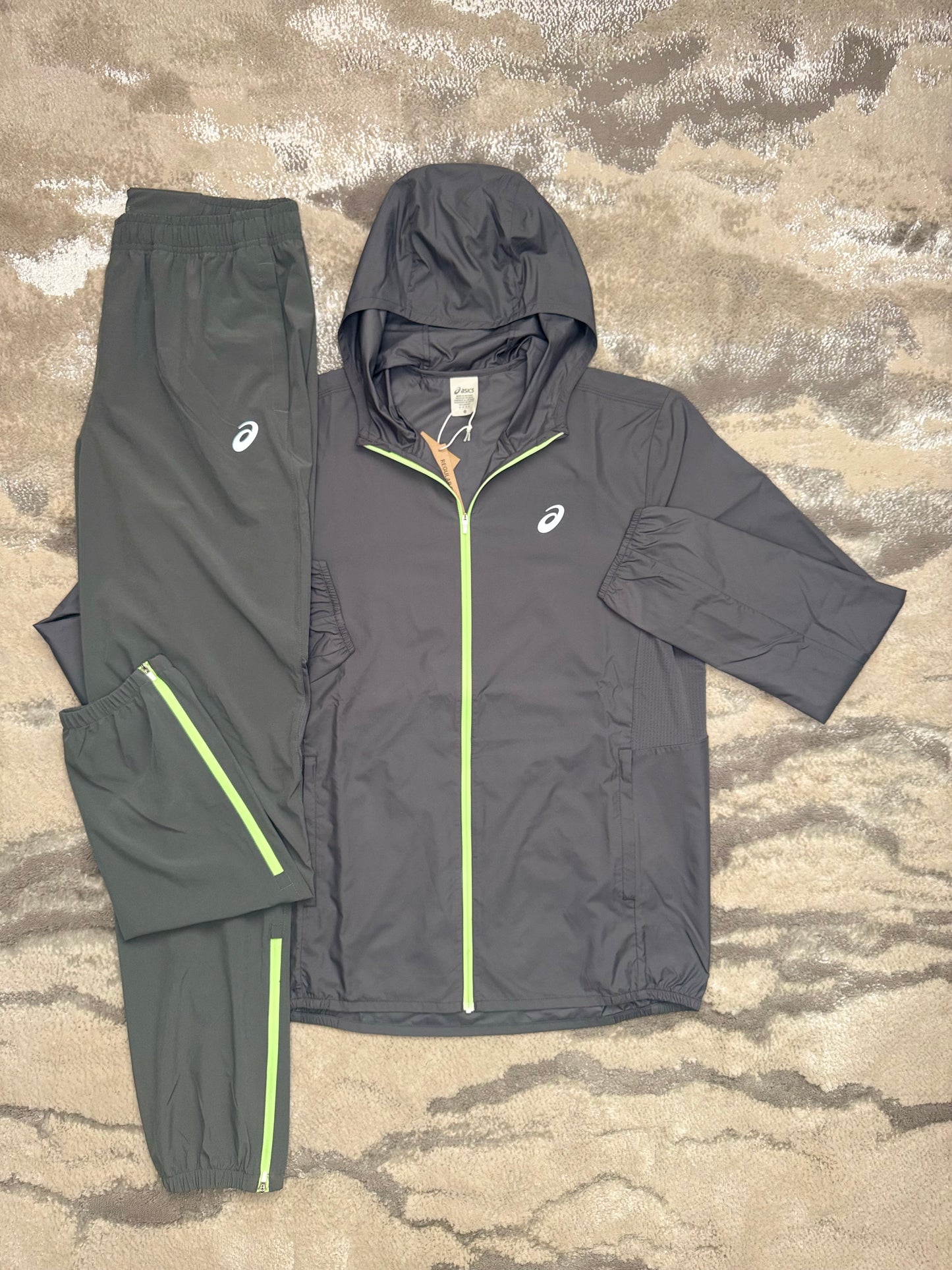 Asics Grey/Green Woven Tracksuit