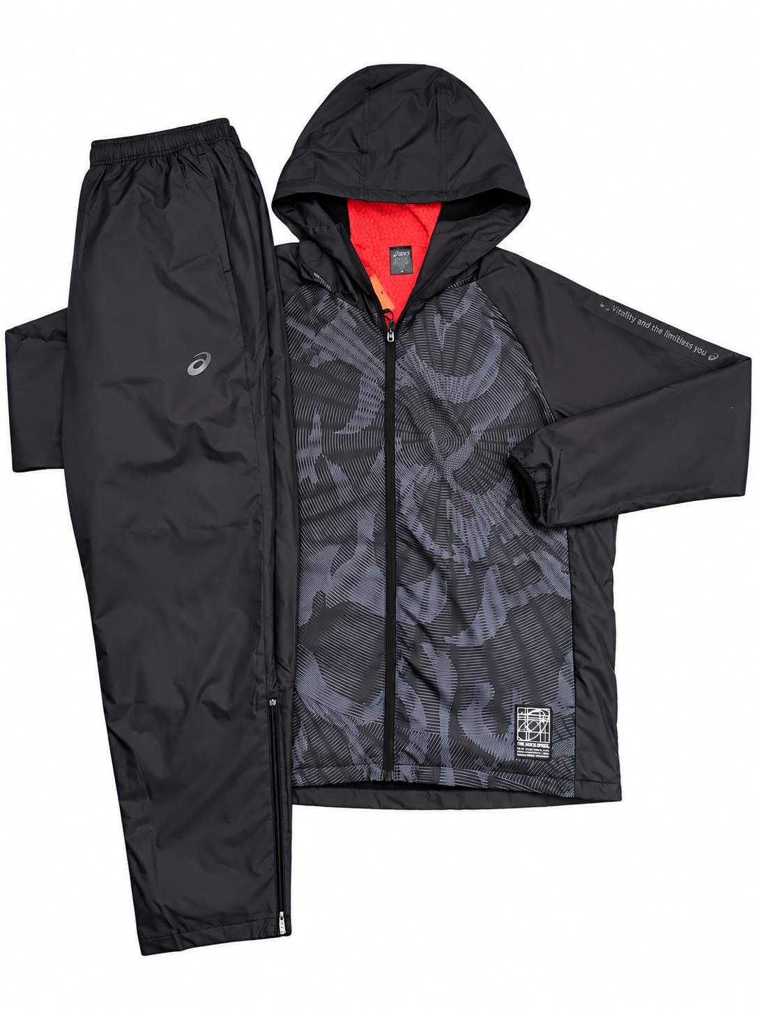 Asics Asia Exclusive Black/Grey Fleece Lined Tracksuit