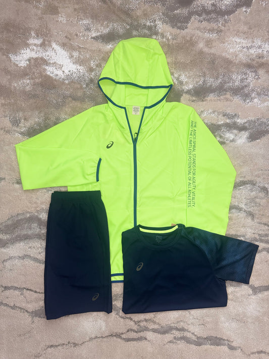 Asics Asia Exclusive Volt Green And Navy 3 Piece