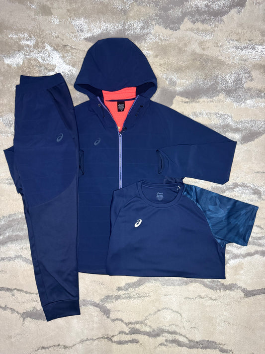 Asics Asia Exclusive Padded Navy Fleece 3 Piece Tracksuit