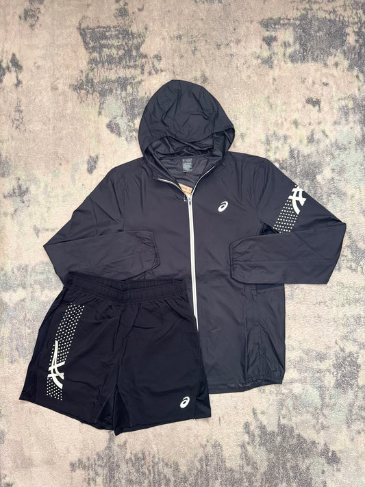 Asics Icon Black Jacket And Shorts