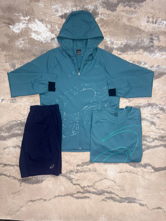 Asics Asia Exclusive Teal/Navy Set