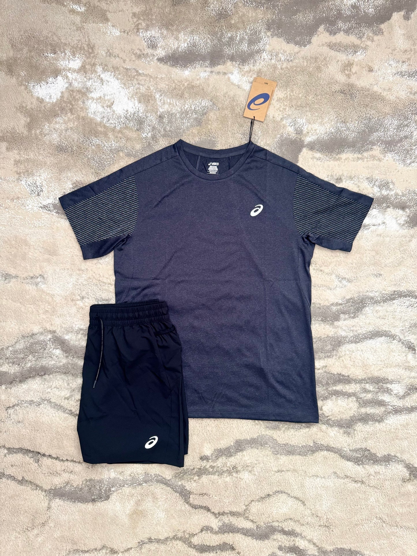 Asics Asia Exclusive Grey/Black Shorts And Tshirt