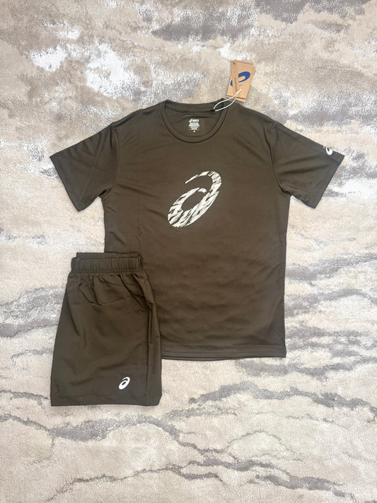 Asics Khaki Shorts And Tshirt
