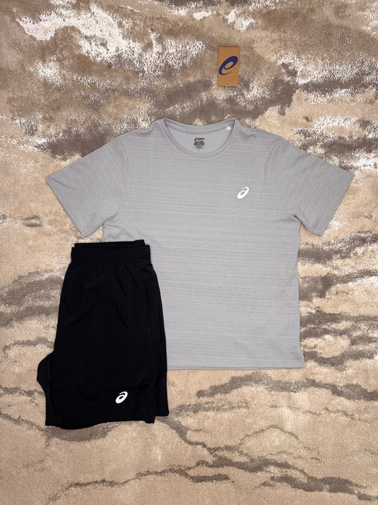 Asics Asia Exclusive Grey And Black Shorts Set